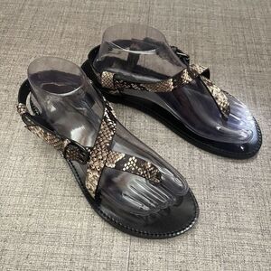 THE KOOPLES Ankle Strap Sandals Size 40 EU (US 9) Animal Print NEW Luxury Modern